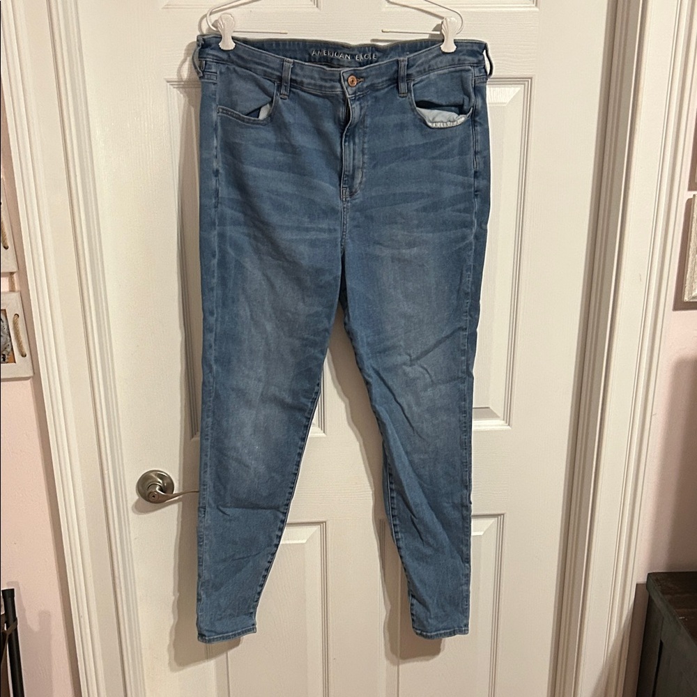 American Eagle Outfitters Women's High Rise Jeans - Light Blue